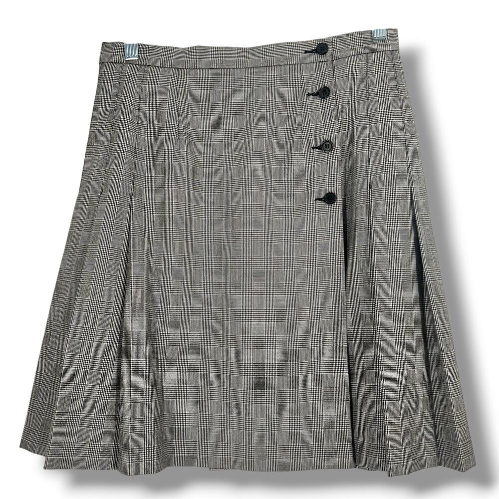 PENDLETON 100% Virgin Wool Plaid Houndstooth Pleated Skirt 10 Petite  SchoolGirl
